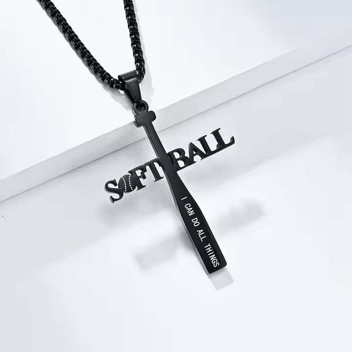 SOFTBALL BLACK NECKLACE J51