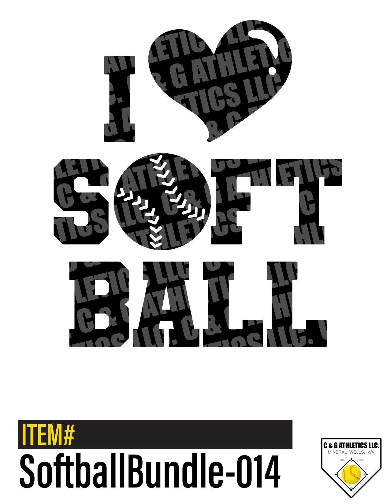 I Heart Softball. Single-Color, Short Sleeve T-Shirt