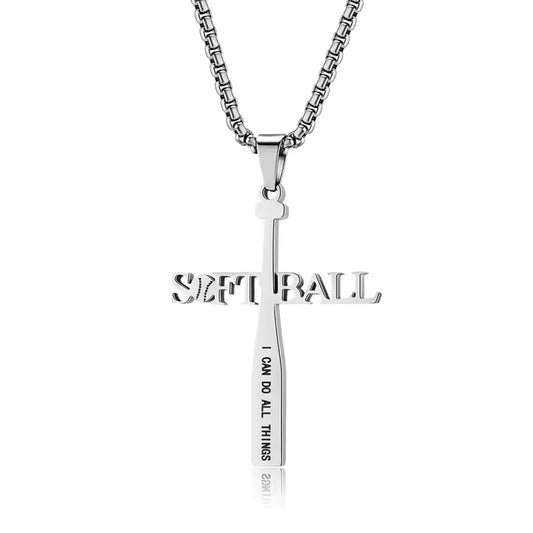 SOFTBALL SILVER  NECKLACE J50