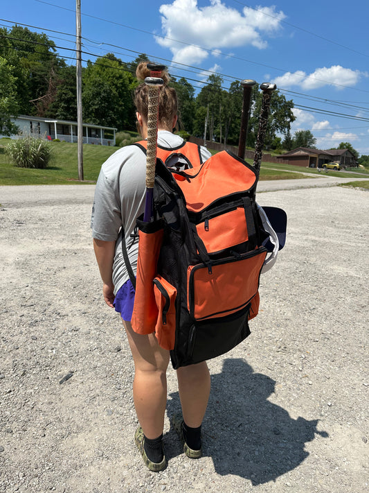 Bat Bag in Tenn Orange and Black