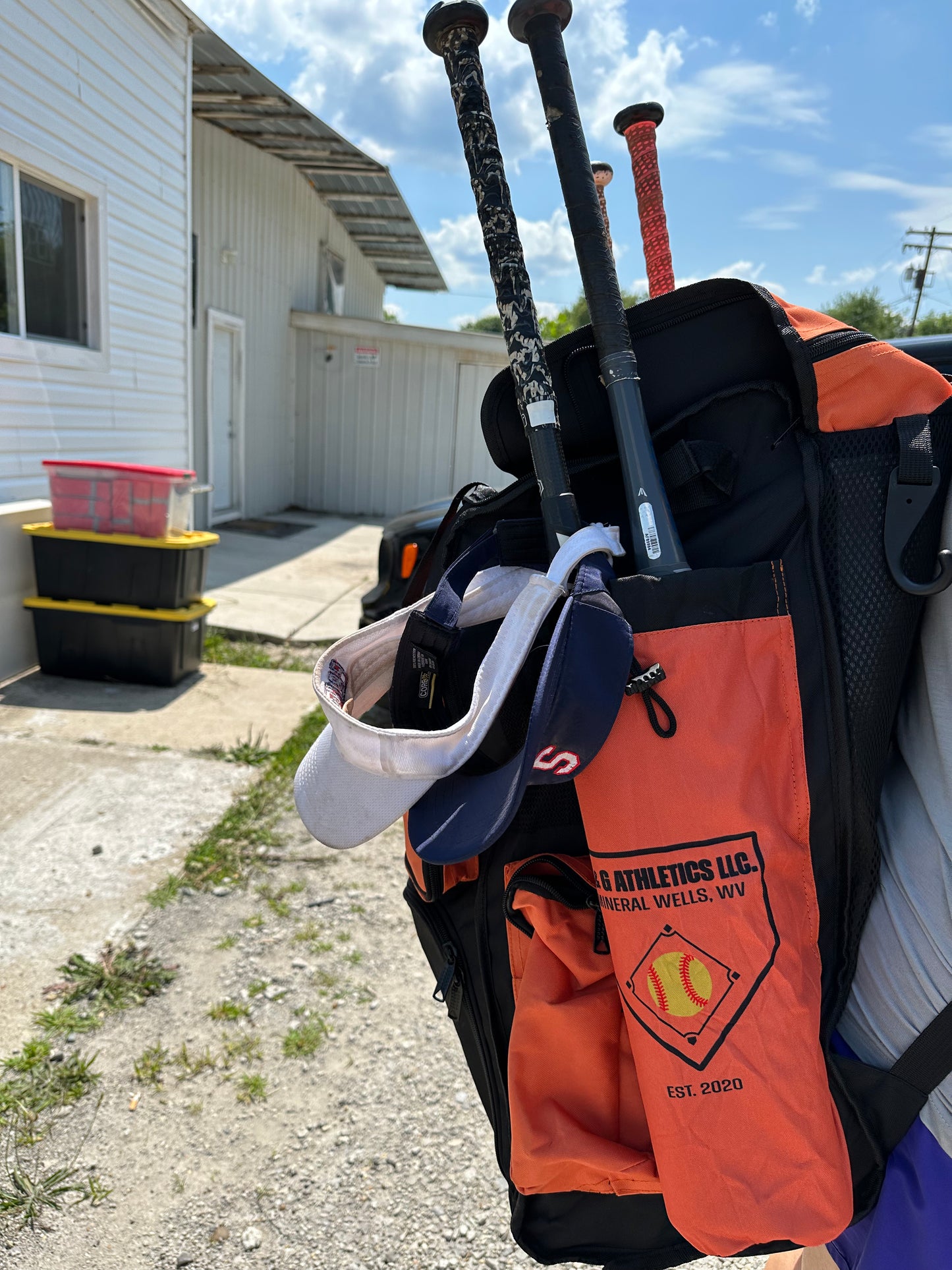 Bat Bag in Tenn Orange and Black