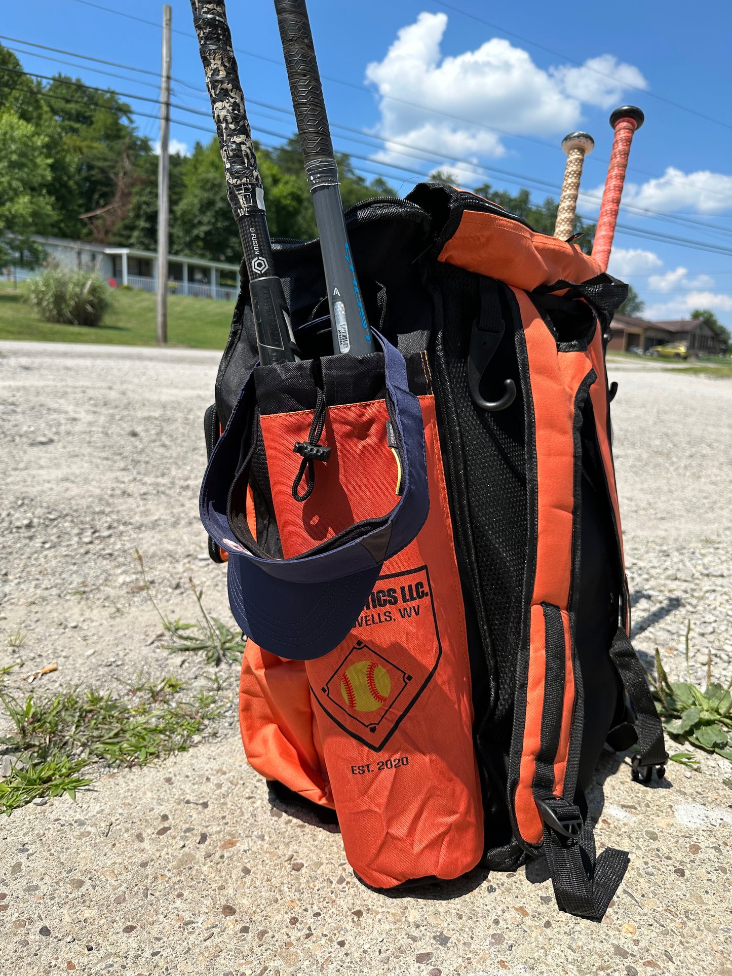 Bat Bag in Tenn Orange and Black