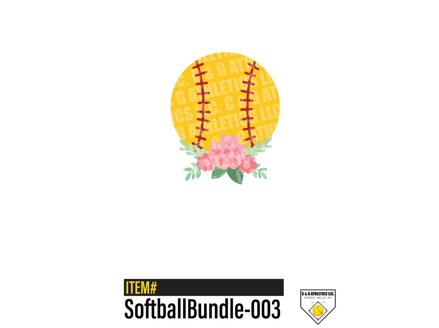 Softball and Flowers. Full-Color, Short Sleeve T-Shirt