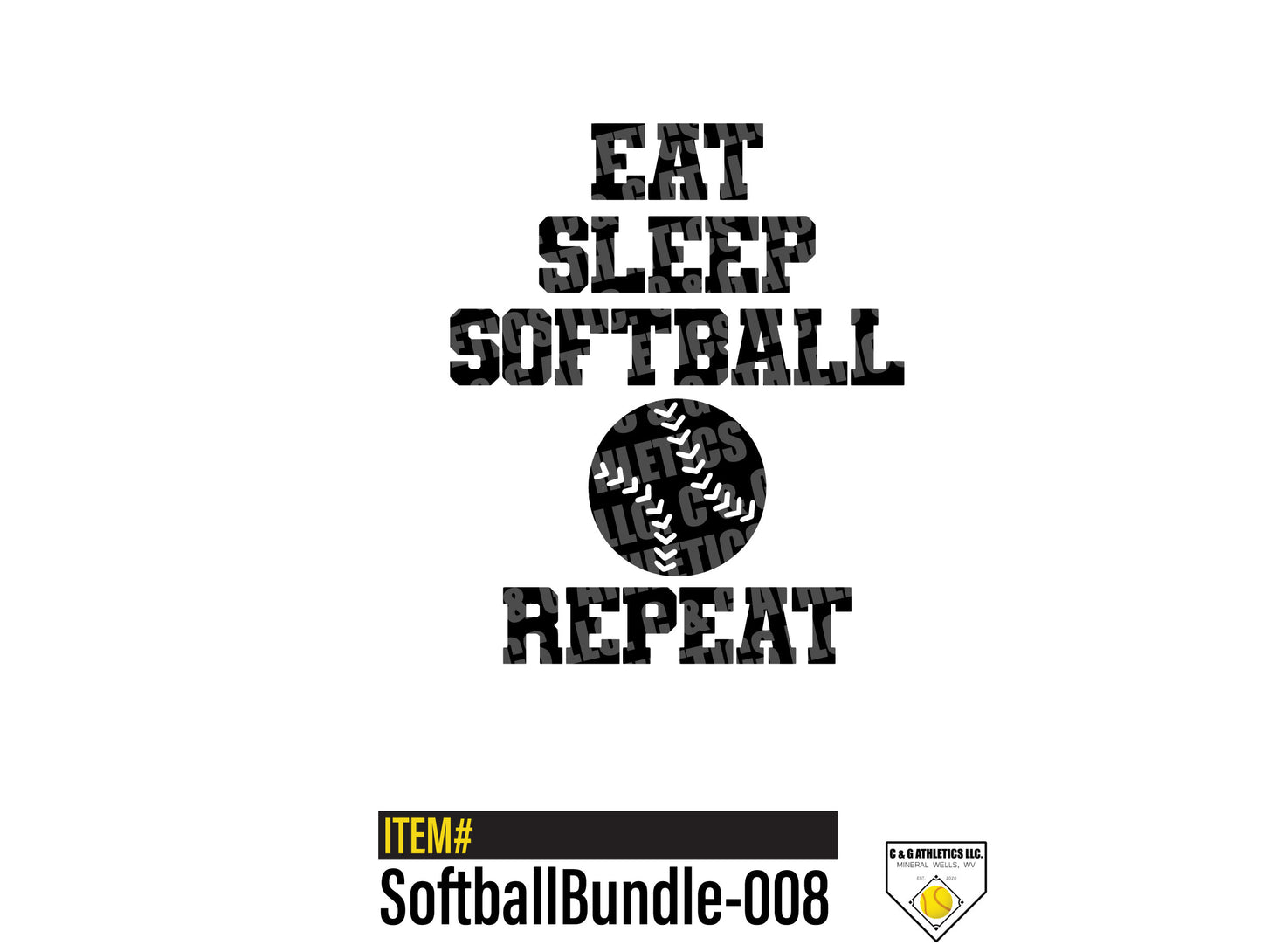 Eat. Sleep. Softball. Repeat. Single-Color, Short Sleeve T-Shirt