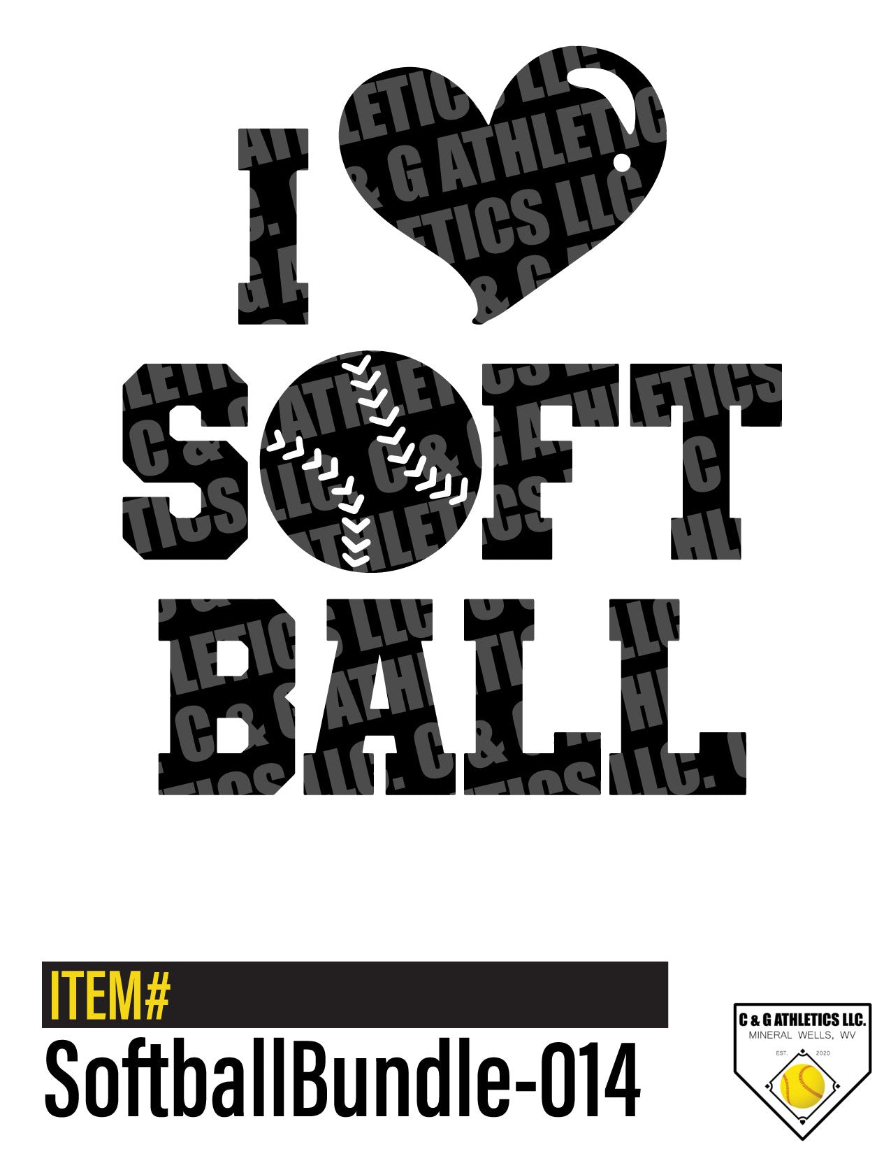 I Heart Softball. Single-Color,  Short Sleeve T-Shirt