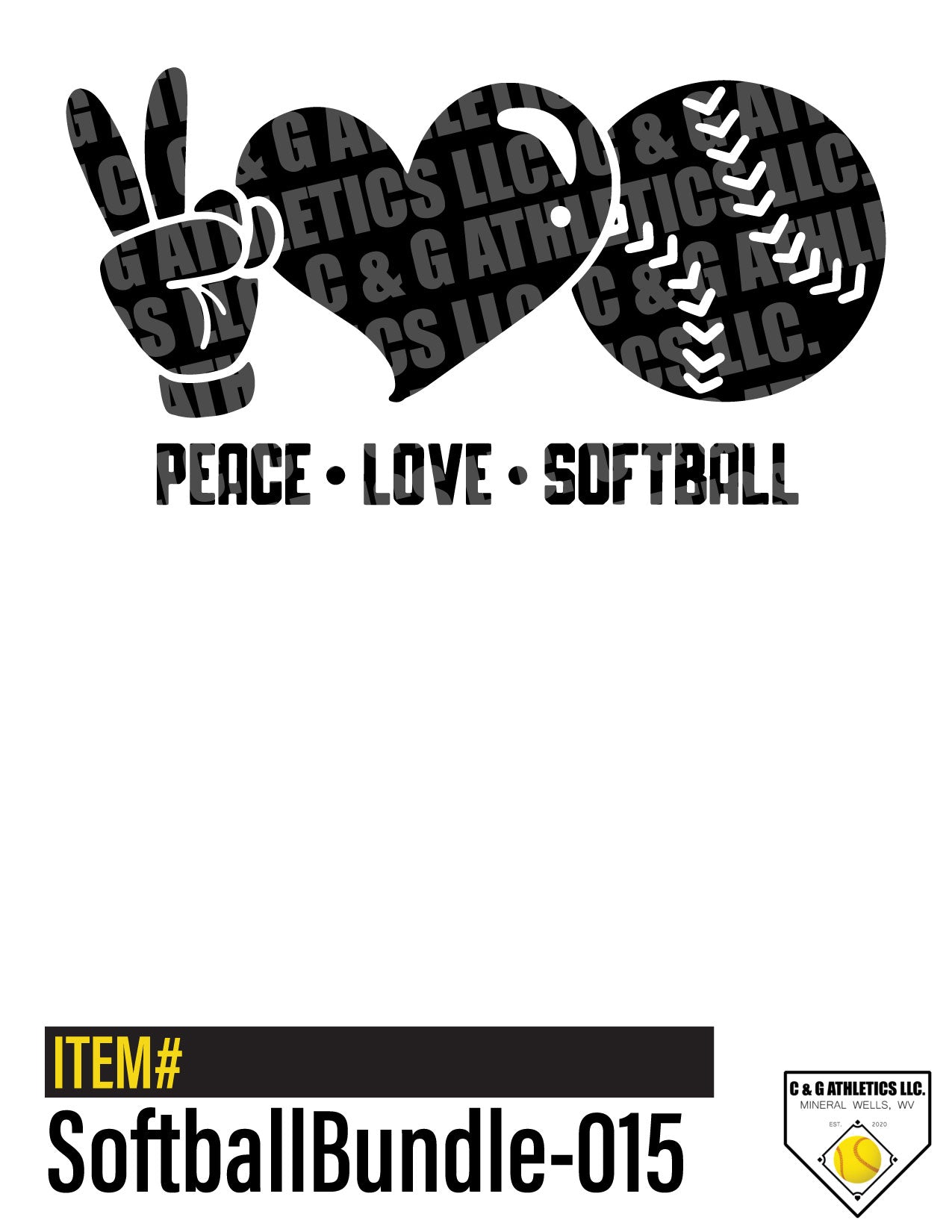 Peace, Love, Softball. Solid-Color, Short Sleeve T-Shirt