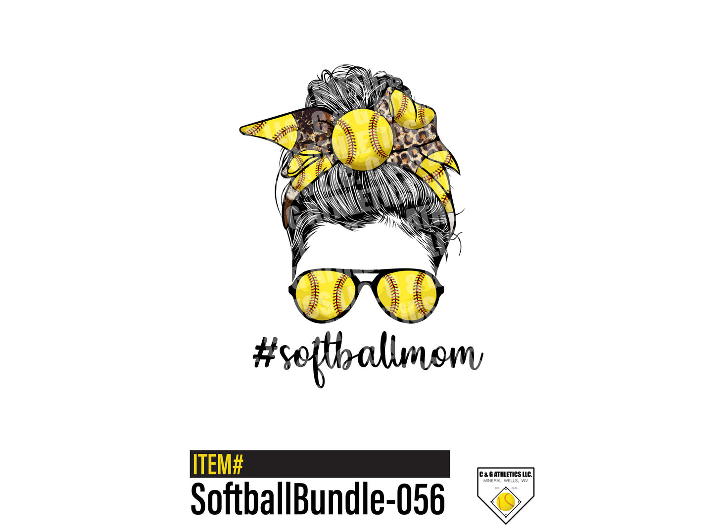 Messy Bun Softball Mom. Full Color, Short Sleeve T-Shirt