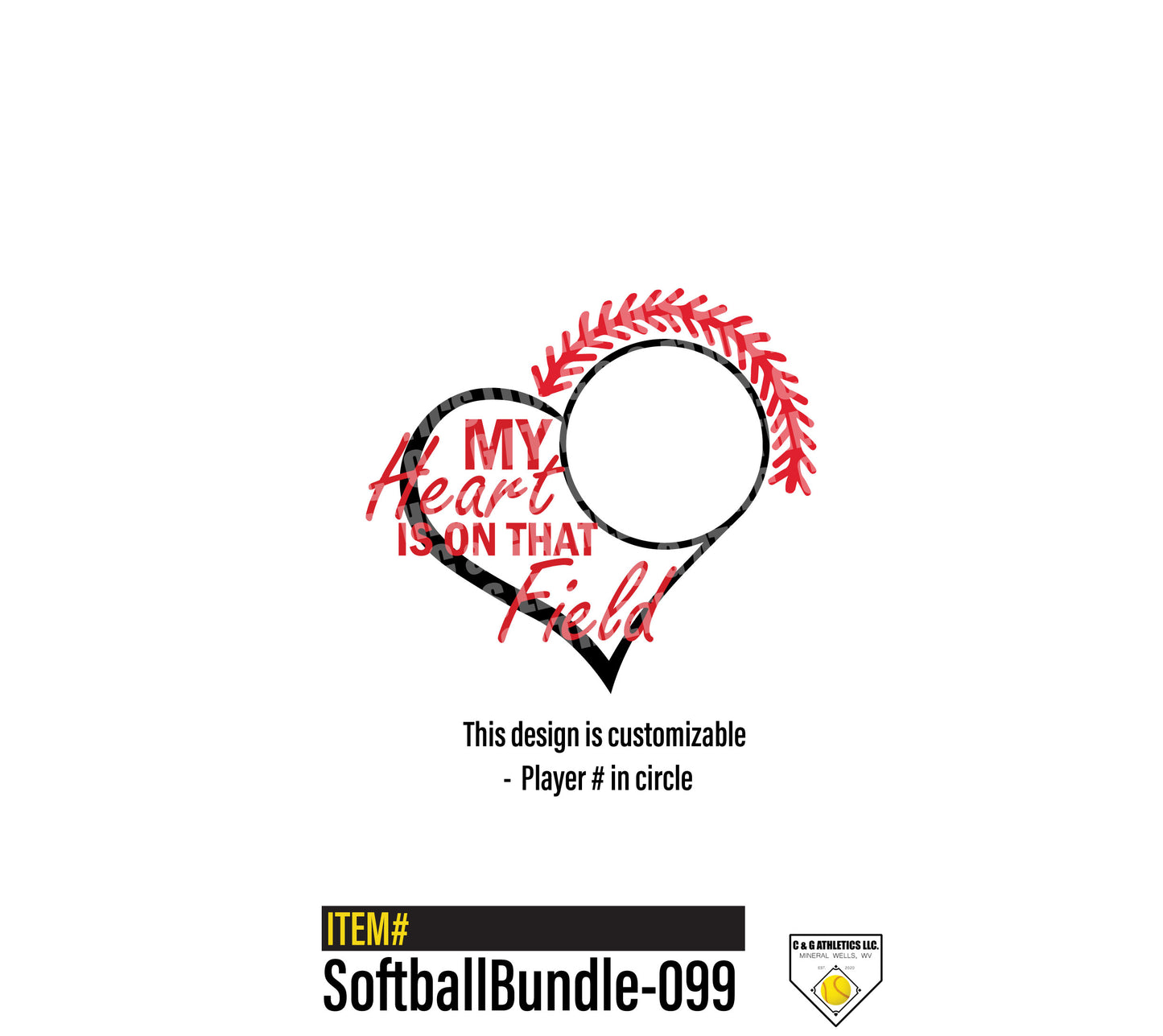 My Heart is on that Field - Customizable. Full-Color, Short Sleeve T-Shirt