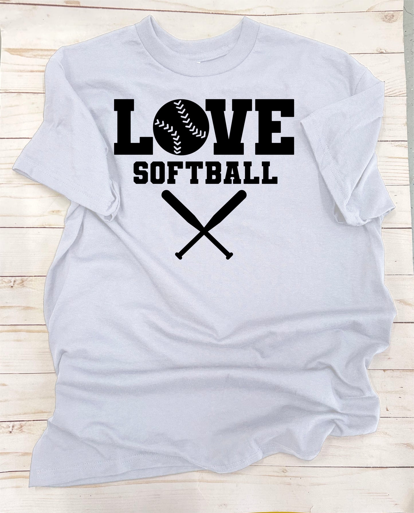 Love Softball. Single-Color, Short Sleeve T-Shirt