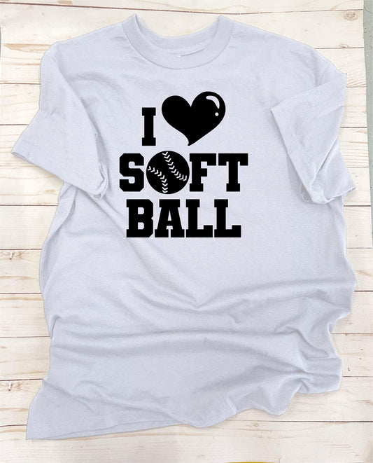 I Heart Softball. Single-Color,  Short Sleeve T-Shirt