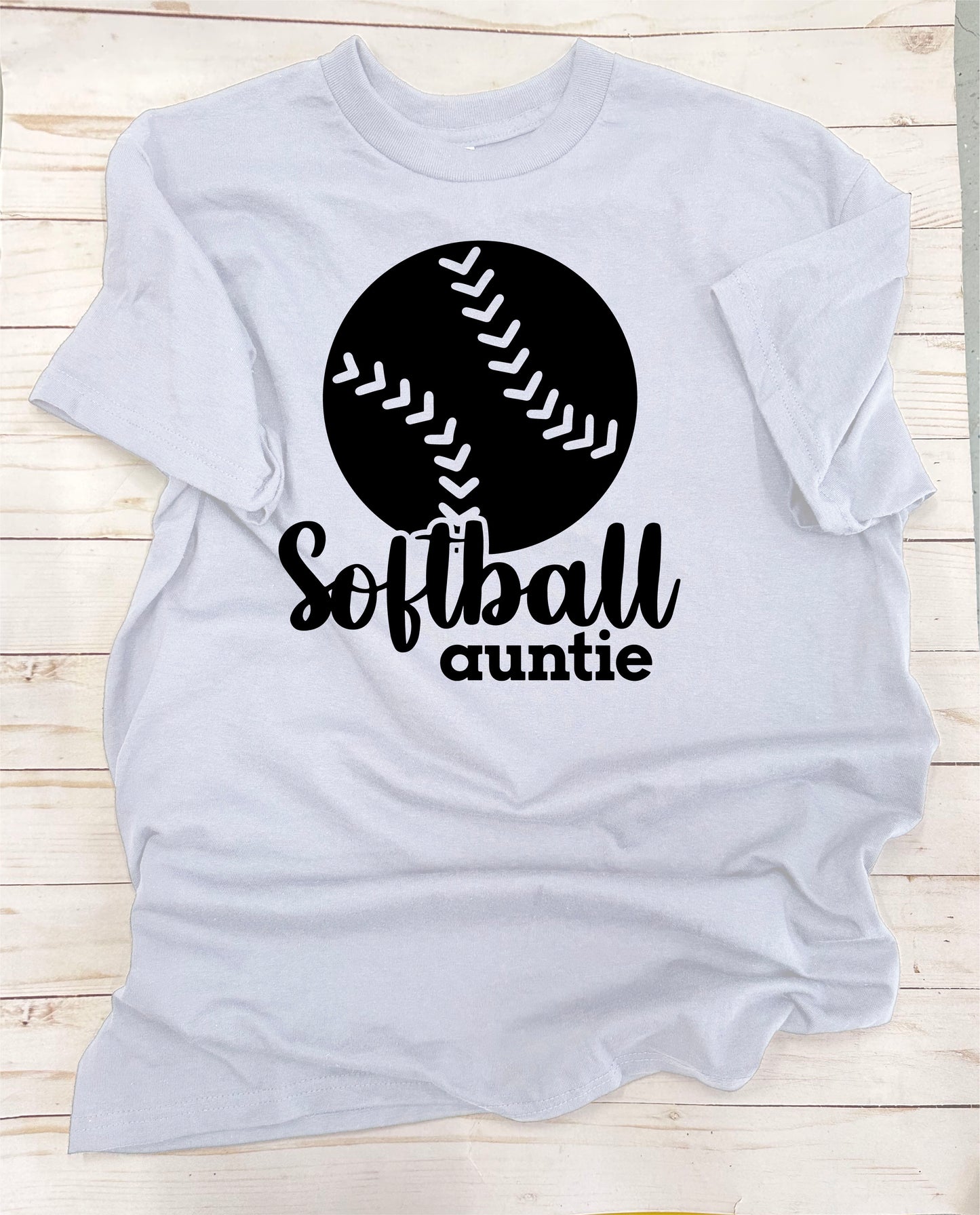 Softball Auntie. Solid-Color, Short Sleeve T-Shirt