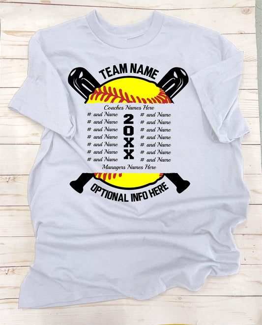 Softball Team. Full-Color, Short Sleeve T-Shirt