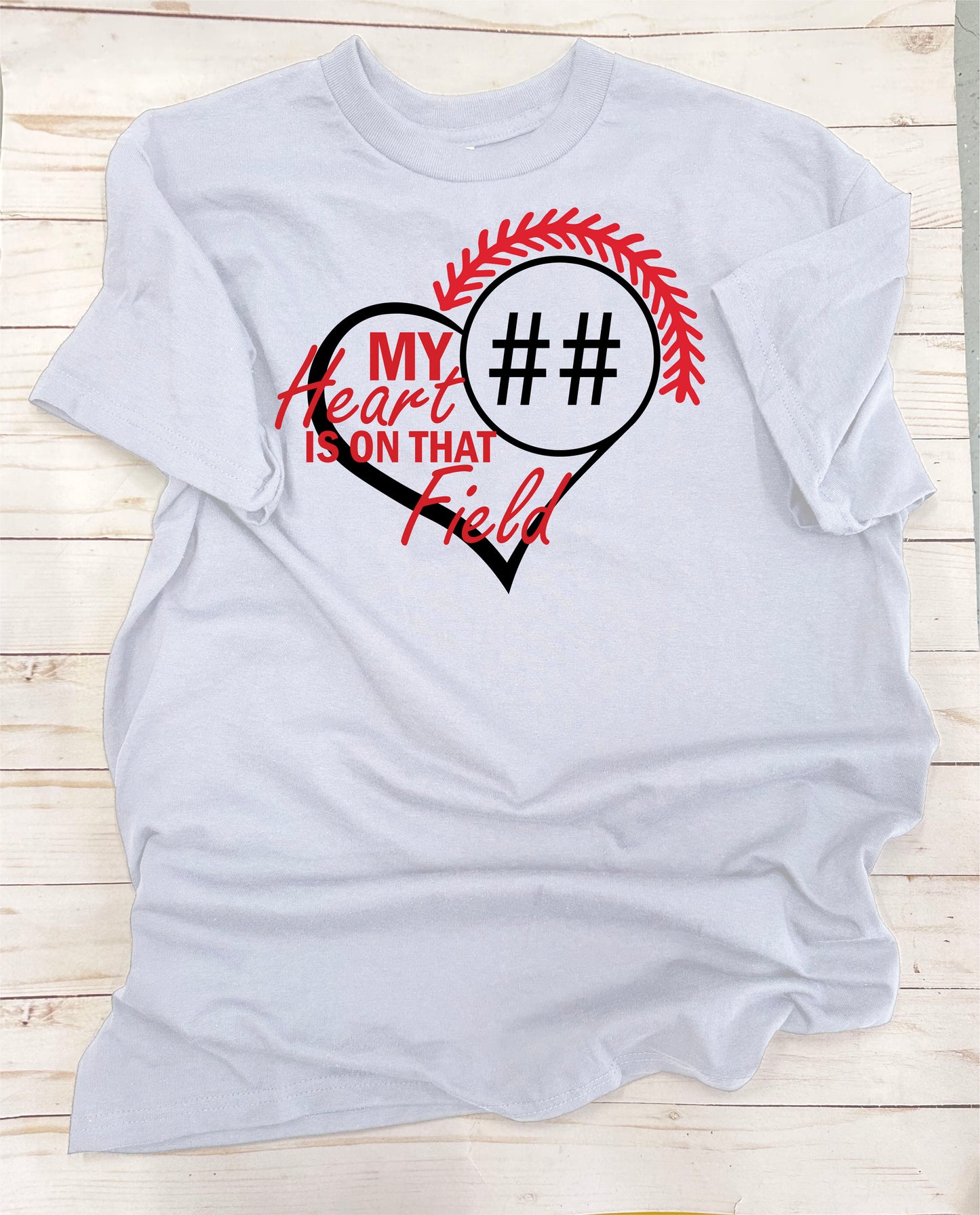 My Heart is on that Field - Customizable. Full-Color, Short Sleeve T-Shirt