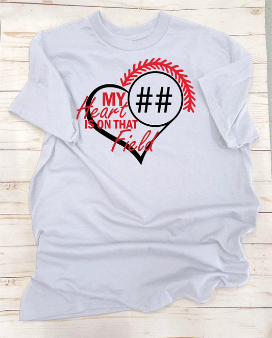 My Heart is on that Field - Customizable. Full-Color, Short Sleeve T-Shirt