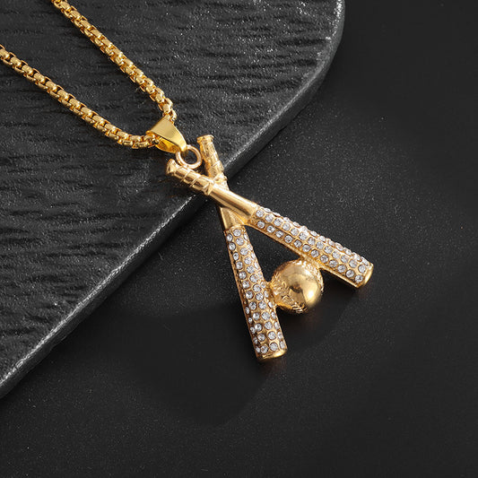 GOLD BAT CROSS WITH DIAMONDS J42